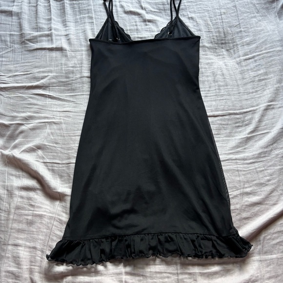 NWOT Forever 21 Black Ruffle Hem Slip Dress - Picture 2 of 5